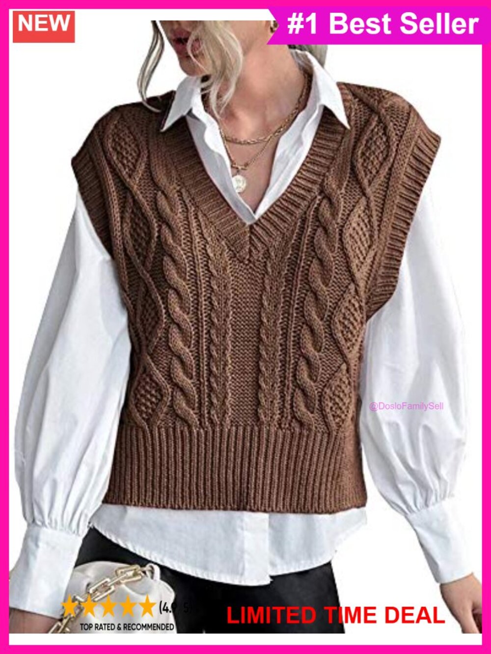 Sweater Vest for Women V Neck Sleeveless Knit Cotton Blend Ribbed Preppy